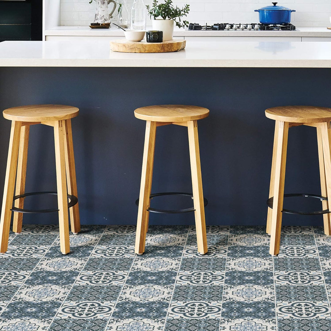FloorPops FP2951 Leyton Peel & Stick Bodenfliesen, blau, 12 x 12 inches