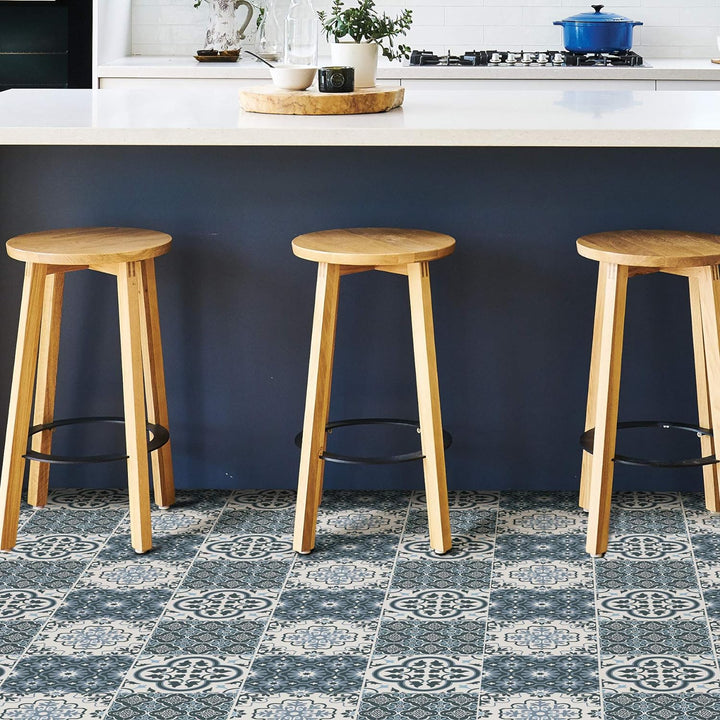 FloorPops FP2951 Leyton Peel & Stick Bodenfliesen, blau, 12 x 12 inches