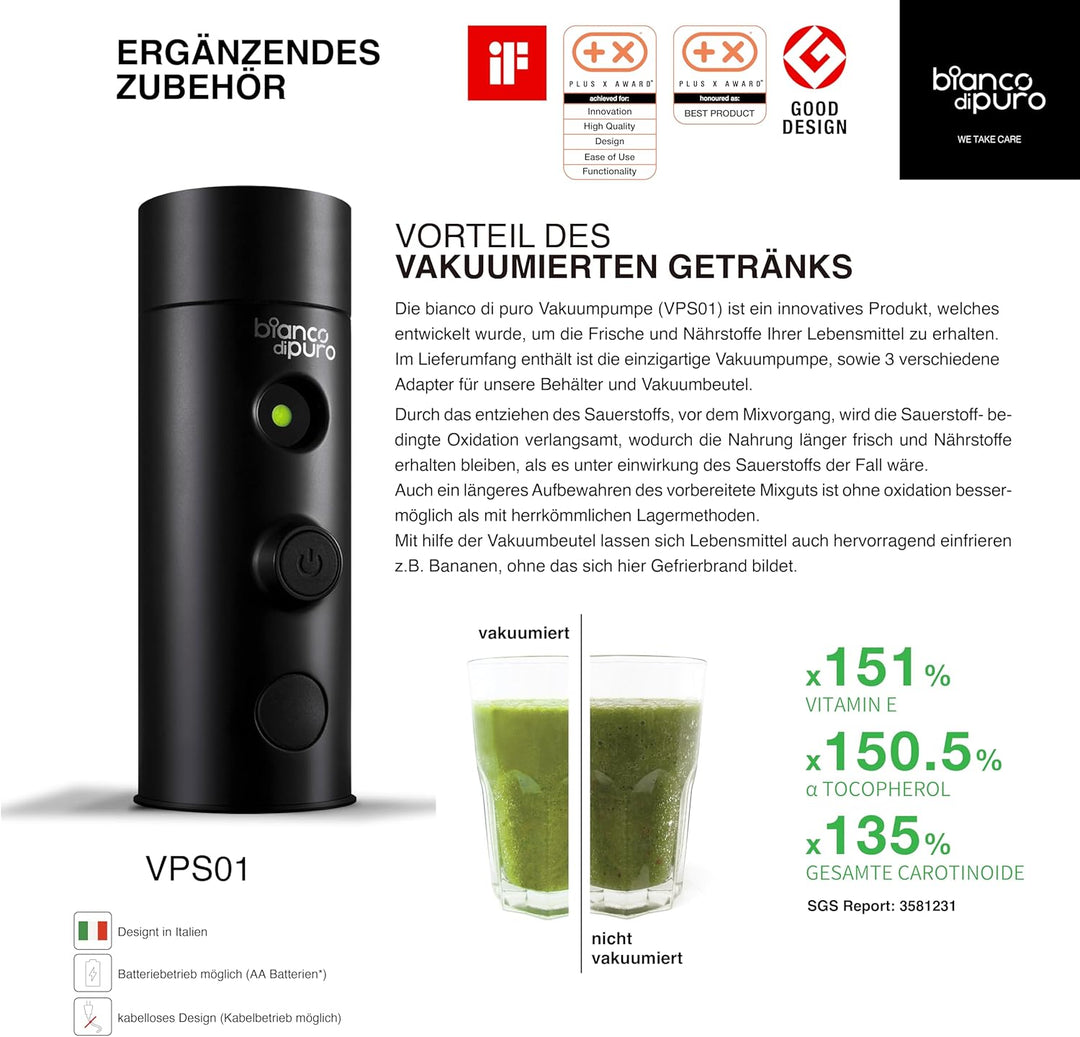Hochleistungsmixer Patto inkl. AufsatzTri-Set Smoothie Maker 8 Mixprogramme 2 Liter Mixbehälter BPA-