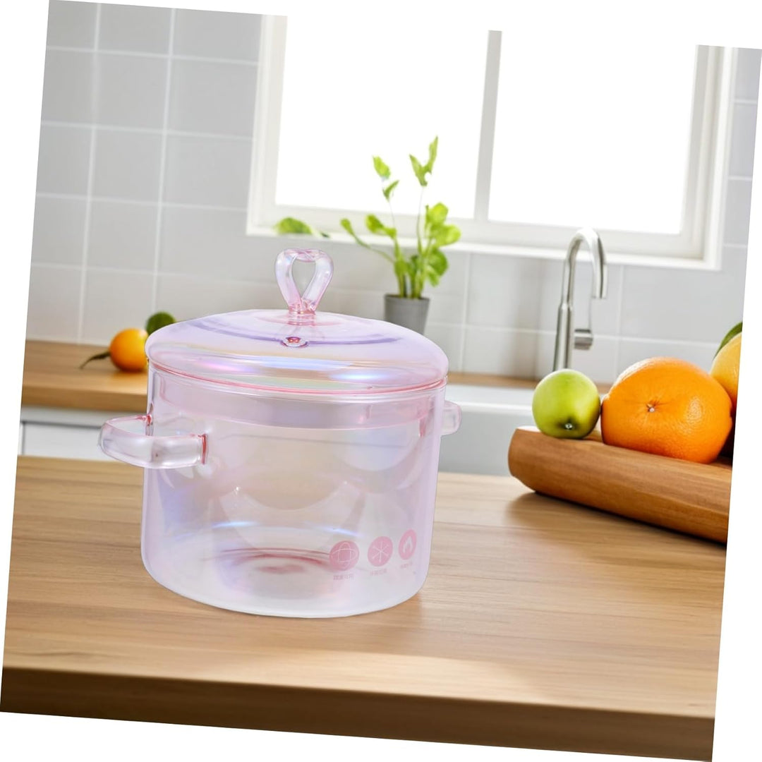 Induktions Töpfe Set Klarglas Kochtopf Stieltopf Eintopftopf Herdtopf mit Deckel Instant Nudeltopf P