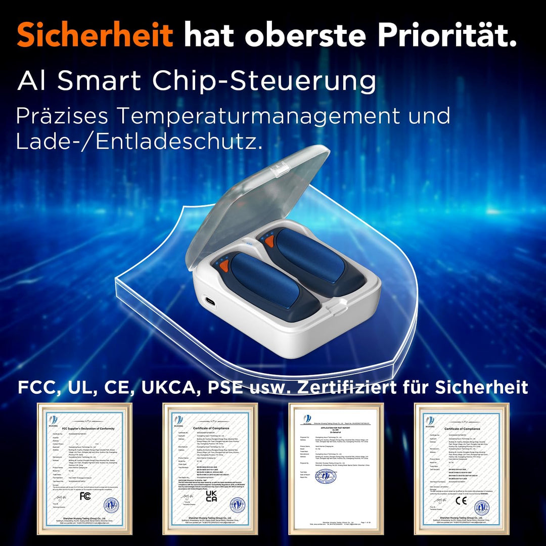 Lepwings Handwärmer Elektrisch 2er-Pack mit Ladecase, 14.000 mAh, Wiederverwendbare Taschenwärmer, B
