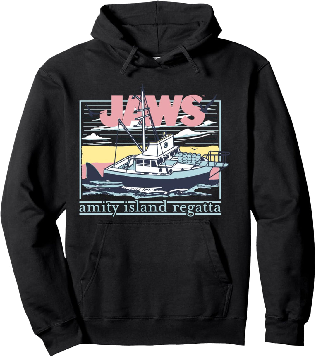 Jaws Amity Retro Island Regatta Fishing Boat Poster Pullover Hoodie