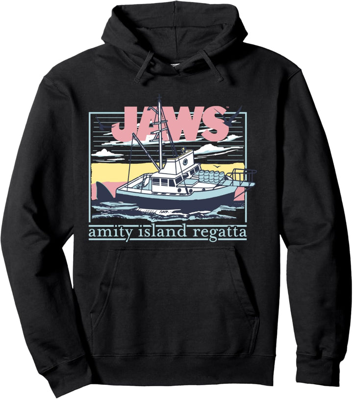 Jaws Amity Retro Island Regatta Fishing Boat Poster Pullover Hoodie