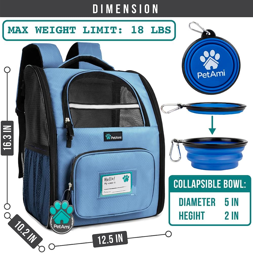 PetAmi Hunderucksack für kleine und grosse Katzen, Haustiere, Welpen, belüfteter Haustier-Wanderruck