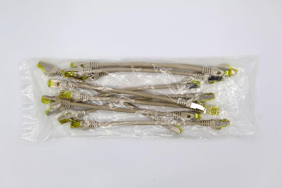 1aTTack.de Cat.7 Netzwerkkabel 0,25m Grau 10 Stück Cat7 Ethernetkabel Netzwerk LAN Kabel Rohkabel 10