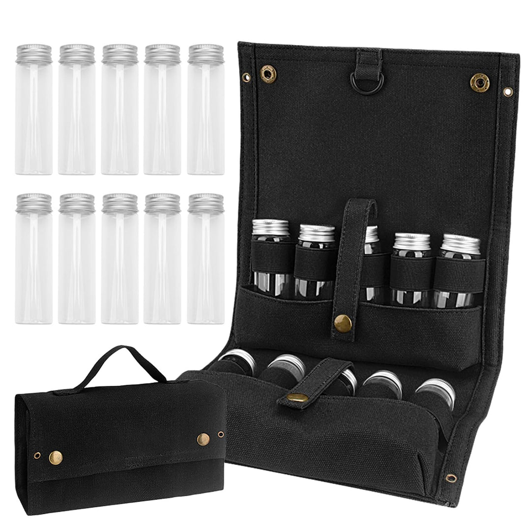 Tissting Gewürzgläser Set, 10 Pcs Gewürzstreuer Camping Outdoor Gewürztasche Camping Gewürze Set Tra