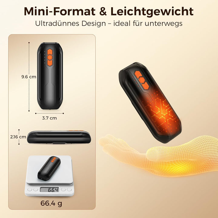 VIWAVE Handwärmer Elektrisch 2er-Set Taschenwärmer Wiederverwendbar mit LED,6000mAh Akku Handwärmer
