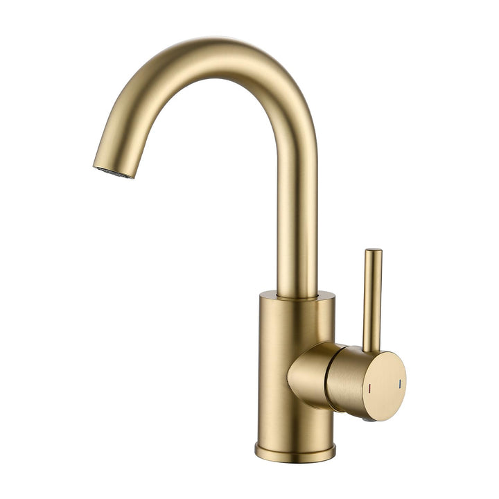 Wasserhahn Bad,Badarmatur/Küche Klein,360°drehbar,Einhebelmischer,Edelstahl Waschbeckenarmatur Gold