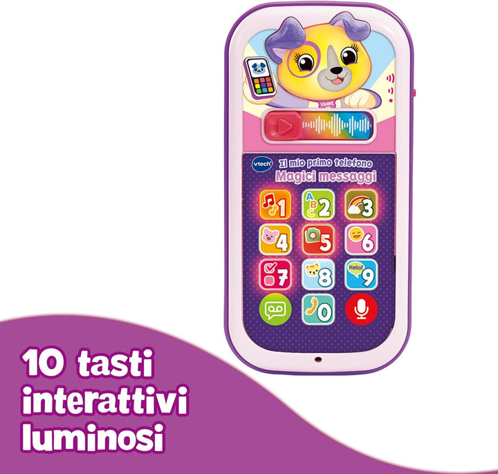 VTech Mein erstes Telefon – Magische rosa Nachrichten, interaktives Telefon für Kinder, Lernen Sie d