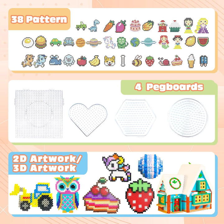 Sicherungsperlen-Set für Kinder – 11000 Sicherungsperlen, 20 Farben, 5 mm Perlen, Bastelsets mit Auf