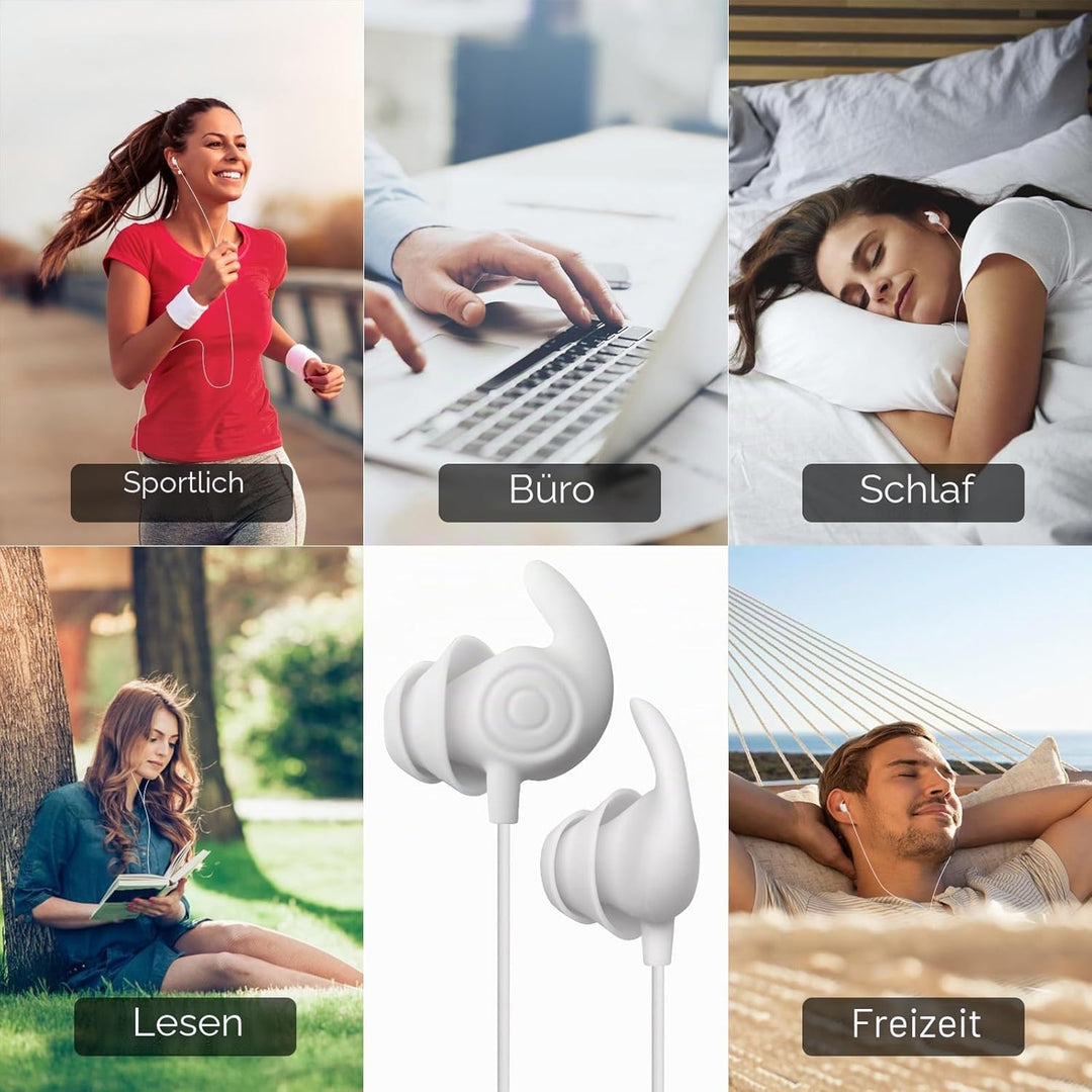 Hmusic Schlaf-Ohrstöpsel, kabelgebunden, Ultraleicht, weiches Silikon-Ohrstöpsel, 3,5 mm Kopfhörer m