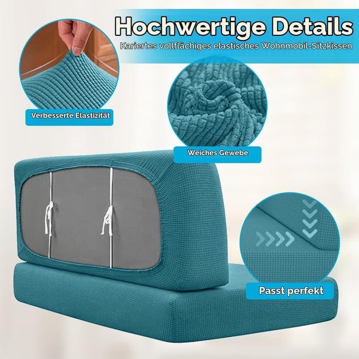 2 Stück Camper Kissenbezüge, 1 Set Spannbezüge Couch, RV-Sitzbezüge, Wohnwagen Polster, Sofa-Sitzkis