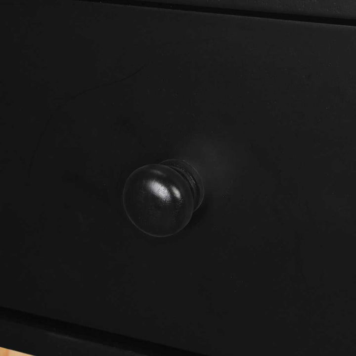 vidaXL 2X Kiefernholz Massiv Nachttisch Nachtschrank Telefontisch Kommode Schwarz, Schwarz