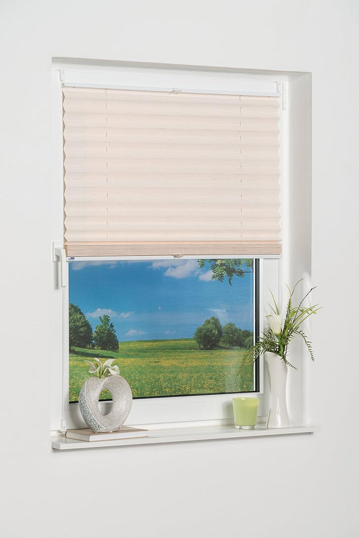 K-home Klemmfix-Bambus-Plissee Weiss 80 x 210 cm (B x L)