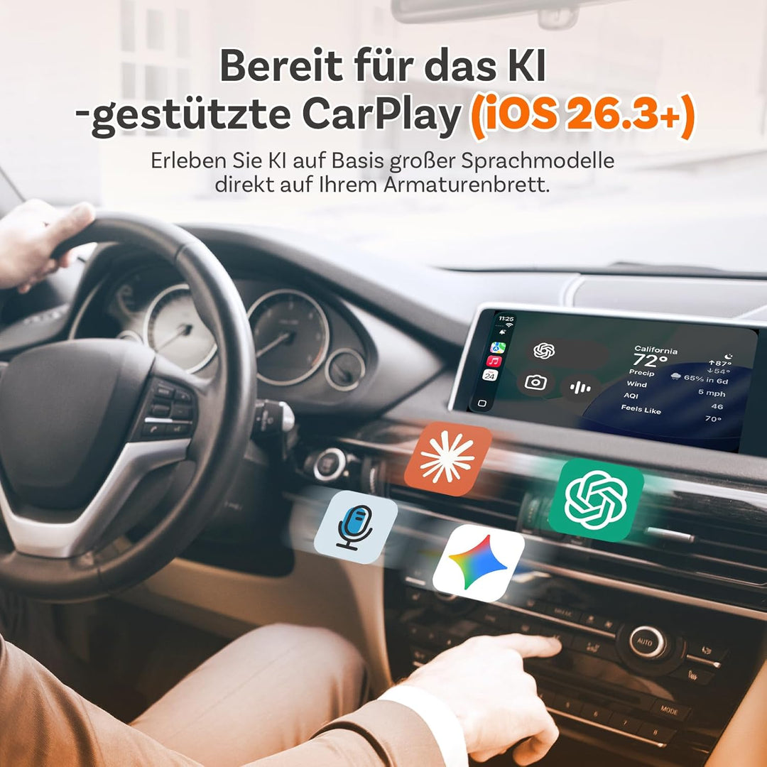 (2026 Aktualisiert) OTTOCAST Kabelloser CarPlay & Android Auto Adapter 2-in-1, Ottocast Mini Slim fü