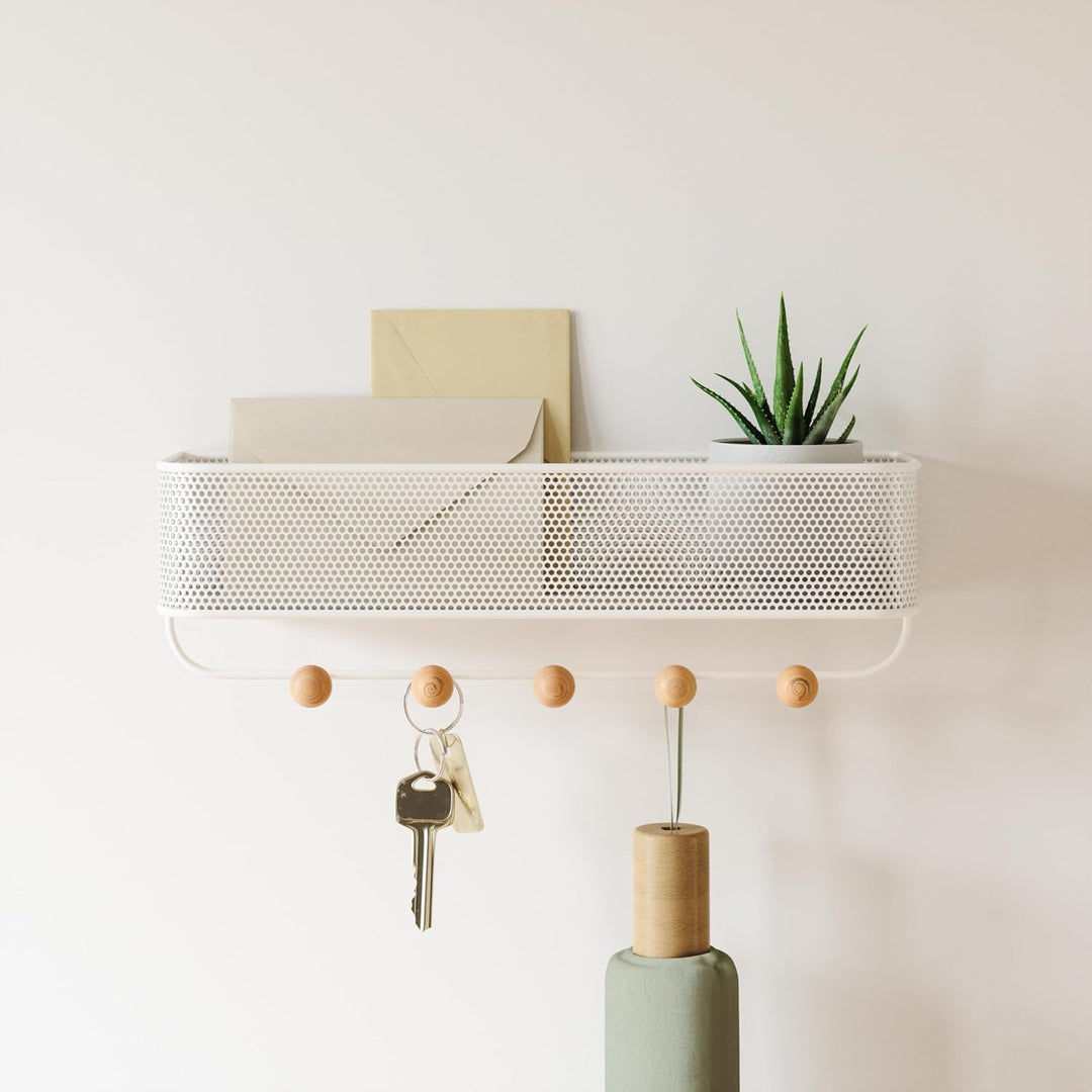 Umbra Estique Schlüsselbrett mit Briefablage, Multifunktionaler Wand Organizer für den Eingangsberei