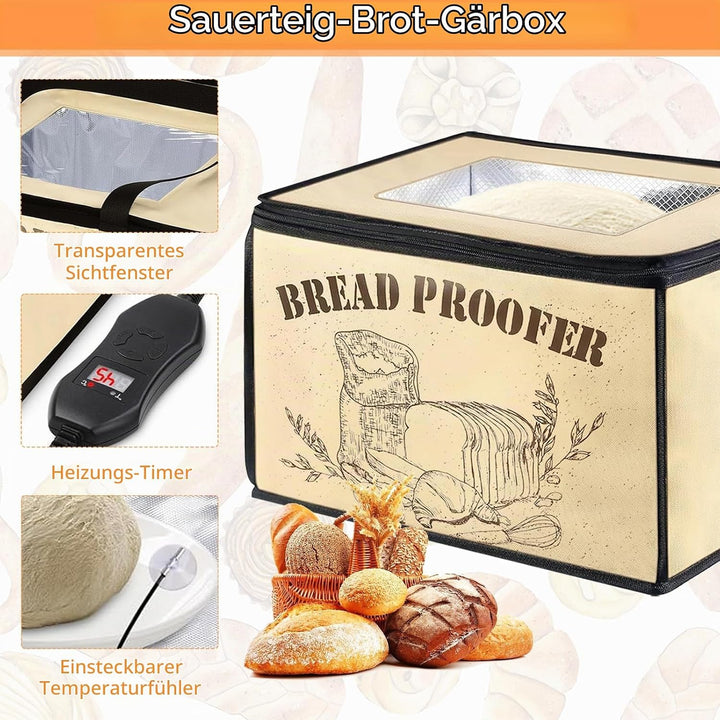 Brot Gärbox, Sauerteigbrot Gärbox mit Einstellbarer Temperatur und Timer, für Selbstgemachtes Brot u
