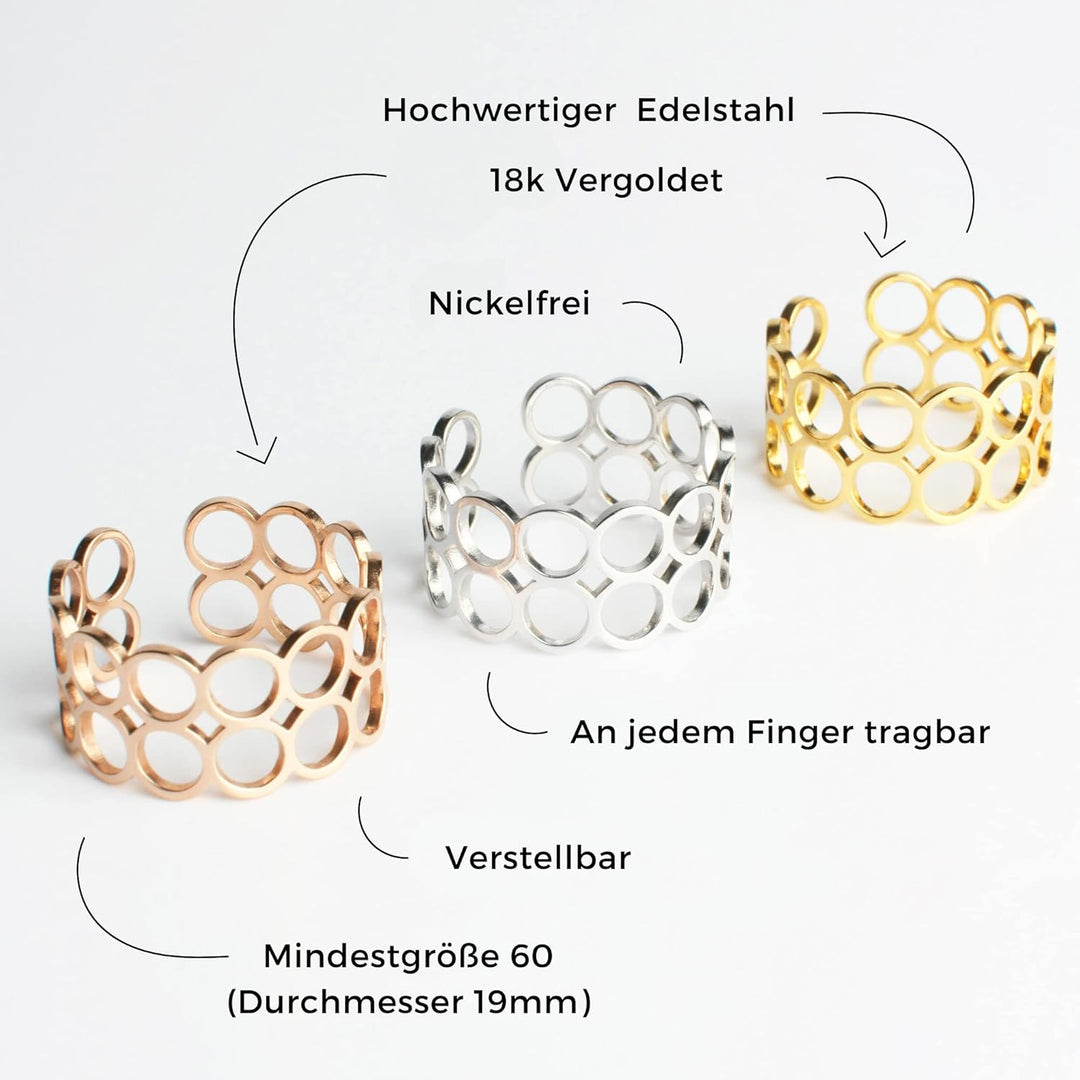 Offener Statement Ring Damen • Chunky Cuff Ring • Edelstahl Schmuck mit geometrischem Design • verst