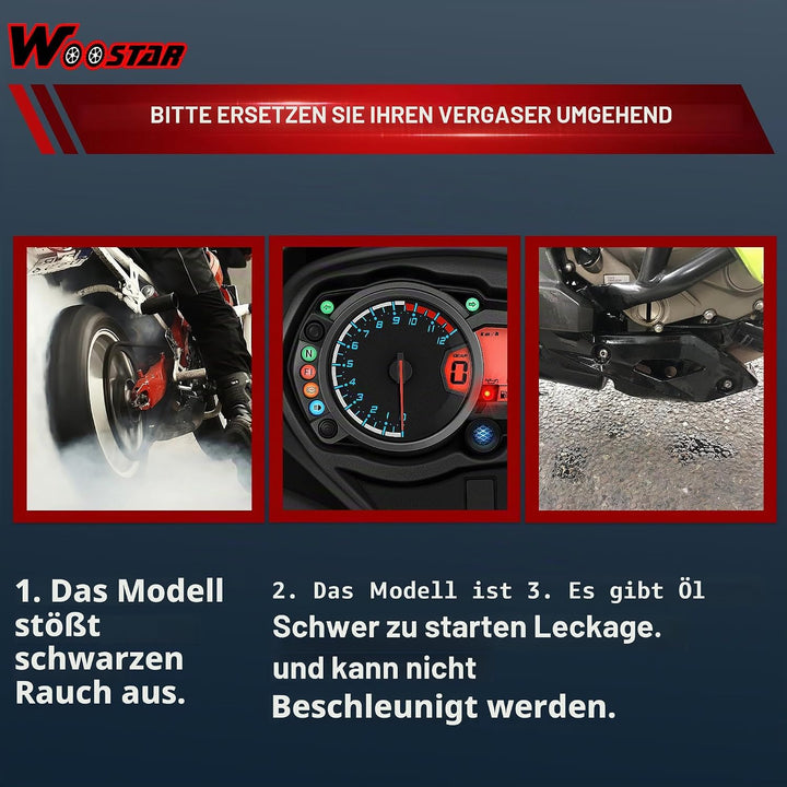 WOOSTAR 44mm Big Bore Zylinder mit Rückstossstarter mit Vergaser und Luftfilter Modifizierter Motor