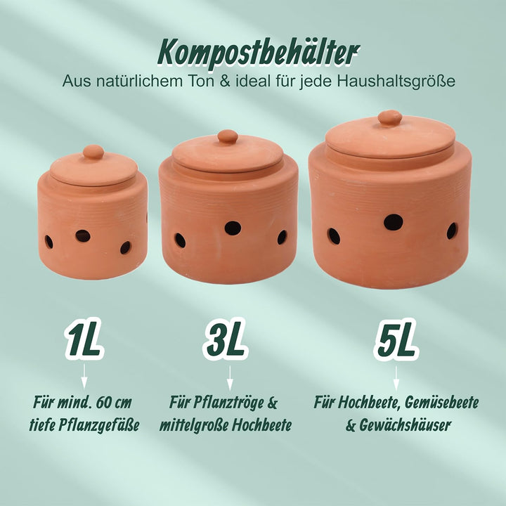 Relaxdays Wurmkomposter zum Eingraben, 1 L, Wurmturm für Küchenabfälle, Deckel, Komposter Garten & B