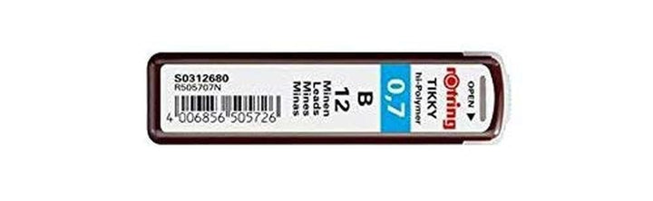 rOtring Tikky-Druckbleistift Nachfüllminen | 0,7 mm | B | 10 Stück (120 Minen) 0,7 mm HB, 0,7 mm HB