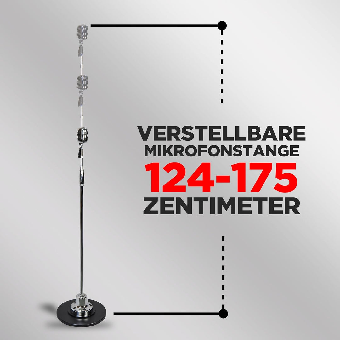 Pyle Retro Mikrofon Set mit Mikrofonständer– Vintage Microphone Set with Microphone Stand, Mic Stand
