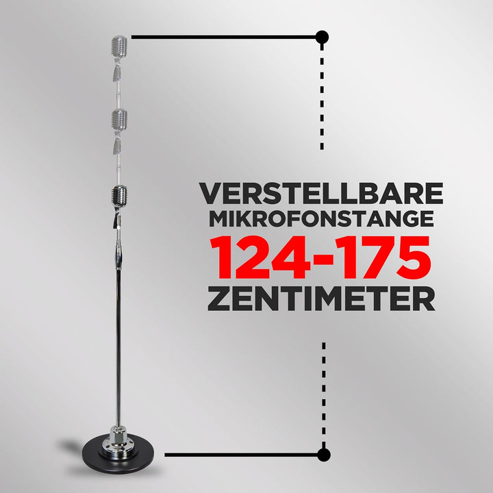 Pyle Retro Mikrofon Set mit Mikrofonständer– Vintage Microphone Set with Microphone Stand, Mic Stand