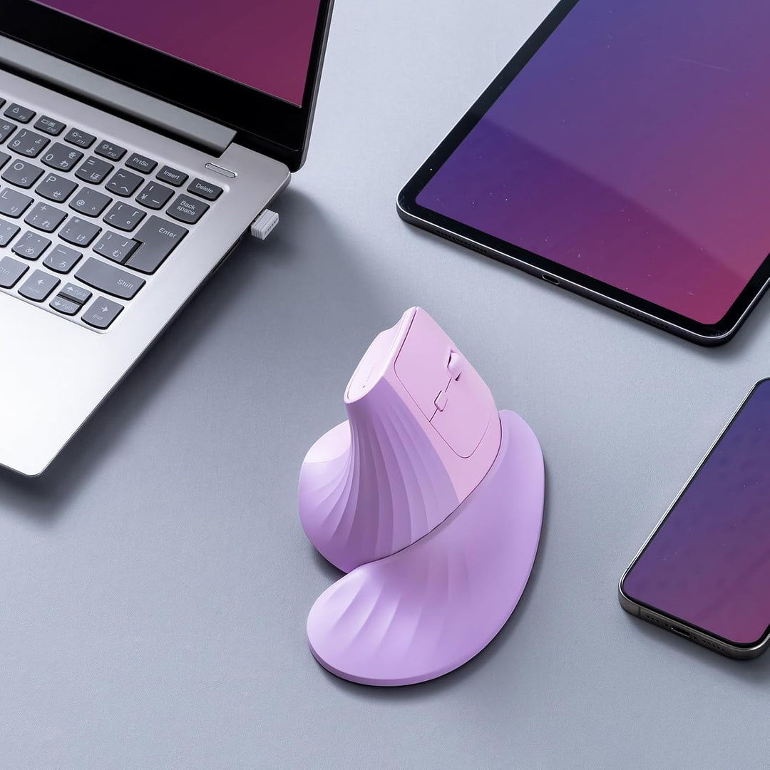 SANWA Ergonomische Maus (2.4G Kabellos + 2 Bluetooth), Leise Klicks Vertikale Maus mit Handballenauf