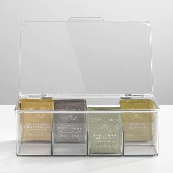 Teebeutel Aufbewahrungsbox, Mit Deckel, Acht Fächern, Abnehmbare Blende, Tischaufbewahrung, Kaffee,