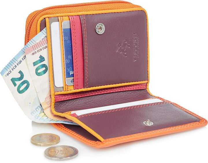 VISCONTI Twofold Leder Damen Geldbörse Portmonee Rainbow Multicolor/Mehrfarbig Small Purse(RB53) Ora