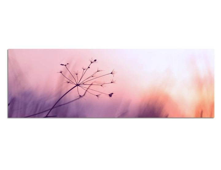 Paul Sinus Art Panoramabild auf Leinwand und Keilrahmen 150x50cm Wiese Sonnenaufgang abstrakt Vintag