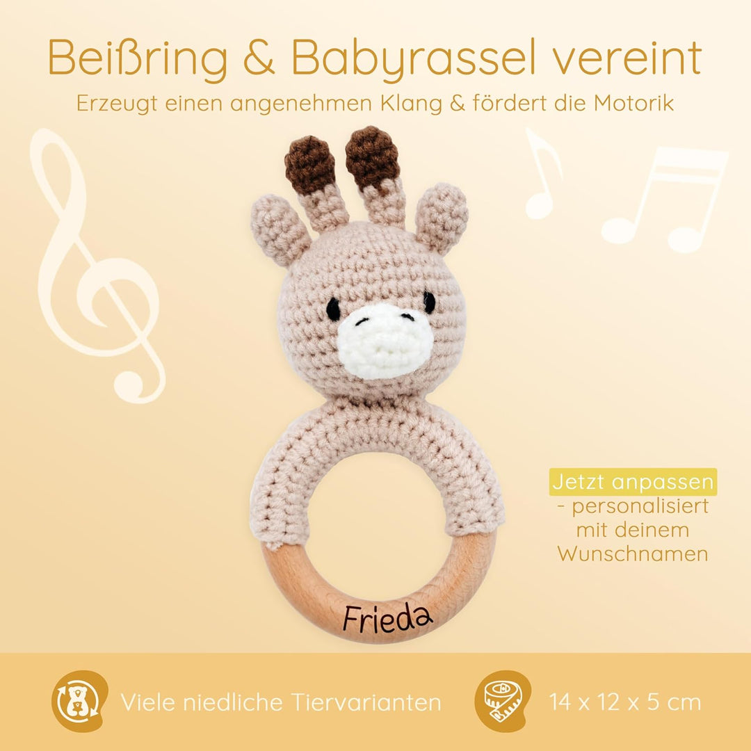 Bärenfreunde® - Personalisierter Beissring Baby - Niedlicher Greifling für Baby's ab 0 Monate - Baby