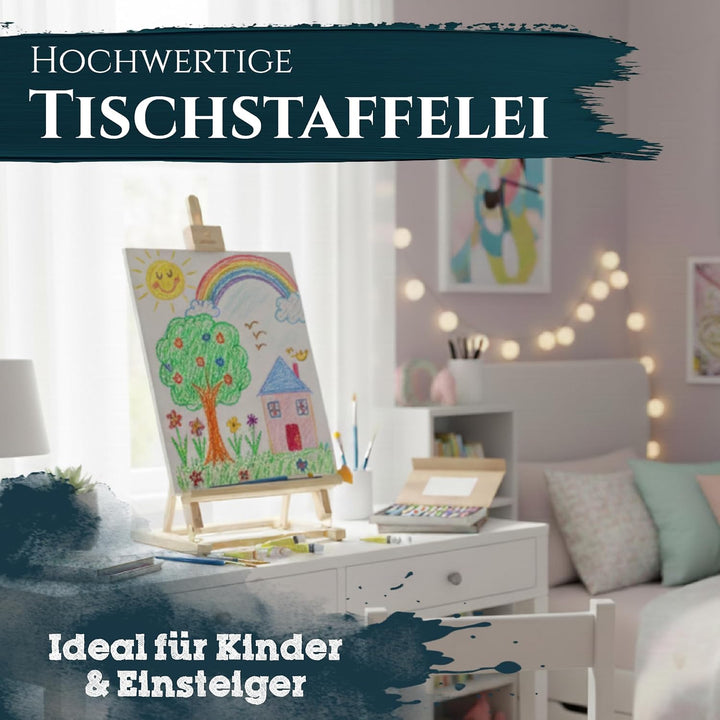 Artina Tischstaffelei Kinder für Leinwände bis 45 cm Sydney – Leinwand Staffelei Holz Sitzstaffelei
