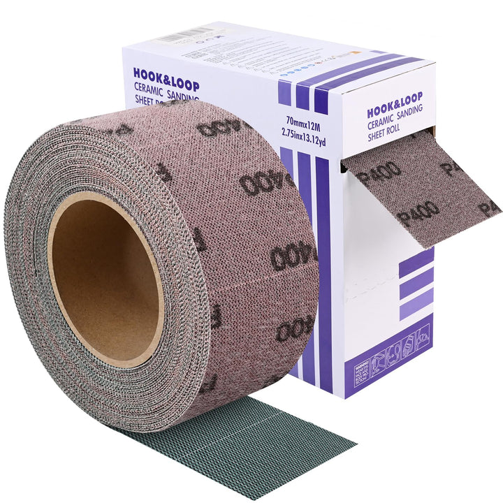 Netz Schleifpapier Rolle Klett P400, 70mmx12m Schleifnetz Klett | für Holz, Metall und Kunststoff, B