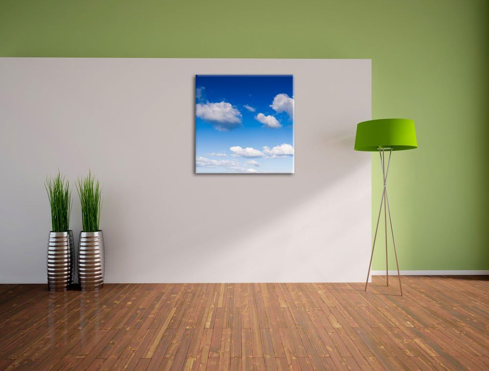 Wolken am blauen Himmel, Format: 70x70 auf Leinwand, XXL riesige Bilder fertig gerahmt mit Keilrahme