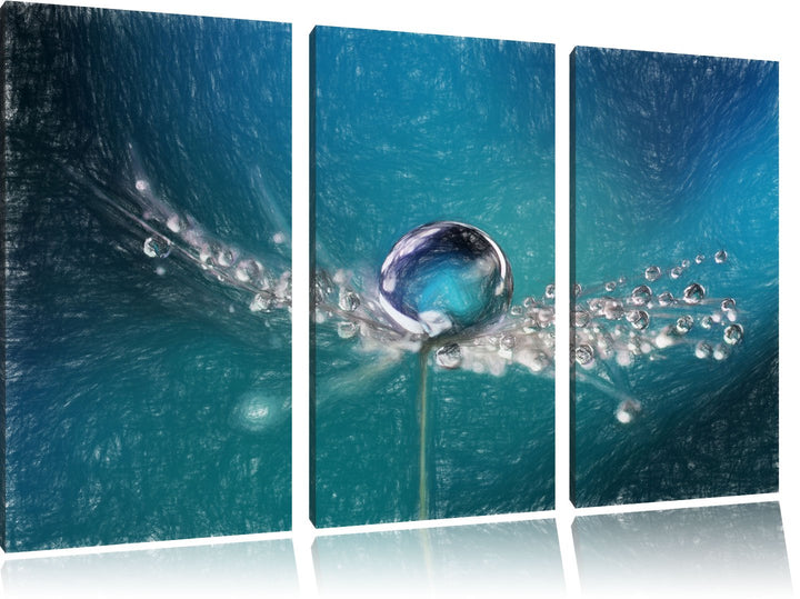Pixxprint Wassertropfen auf Einer Pusteblume als Leinwandbild/Grösse: 3 Teilig (120x80) cm/Wandbild/