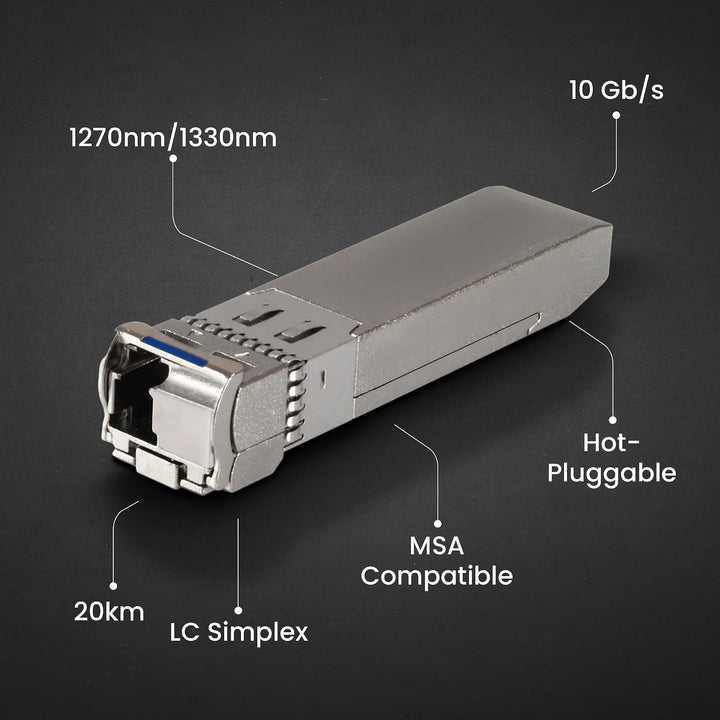 Extralink WDM SFP Modul Singlemode 10G LC 1270/1330nm bis 20km – Kompatibel mit HP Aruba – Gigabit T