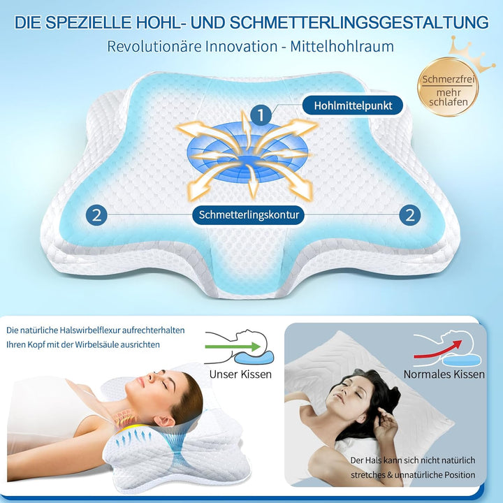 CHxxy Memory Foam Pillows, Cervical Pillow for Neck and Shoulder Pain Relief, Ergonomic Contour Bed