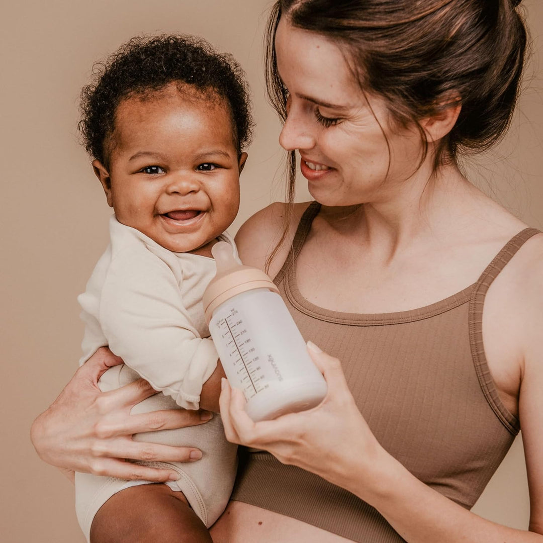 Suavinex, 2er Pack Anti-Colic Babyflasche Zero Zero,mit mittlerem Silikonsauger (M), für Babys ab 3