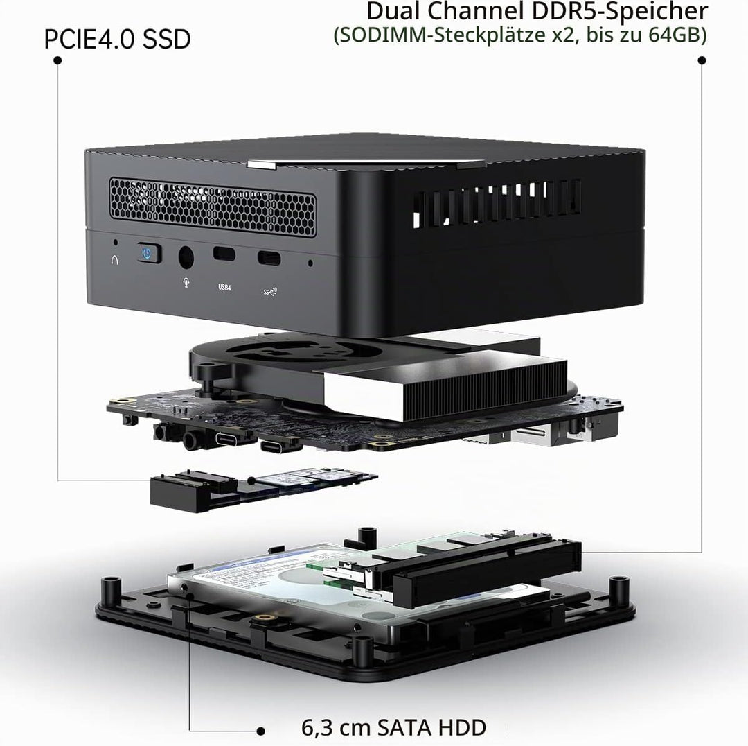 MINIS FORUM Venus Series UM773 Lite Mini PC, AMD Ryzen 7 7735HS 8C/16T bis zu 4,75 GHz Und AMD Radeo
