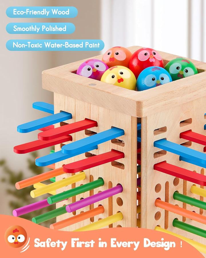 Montessori Spielzeug ab 3 4 5 6 Jahren - Brettspiele aus Holz, Kinder Lernspielzeug mit Bunten Stäbc