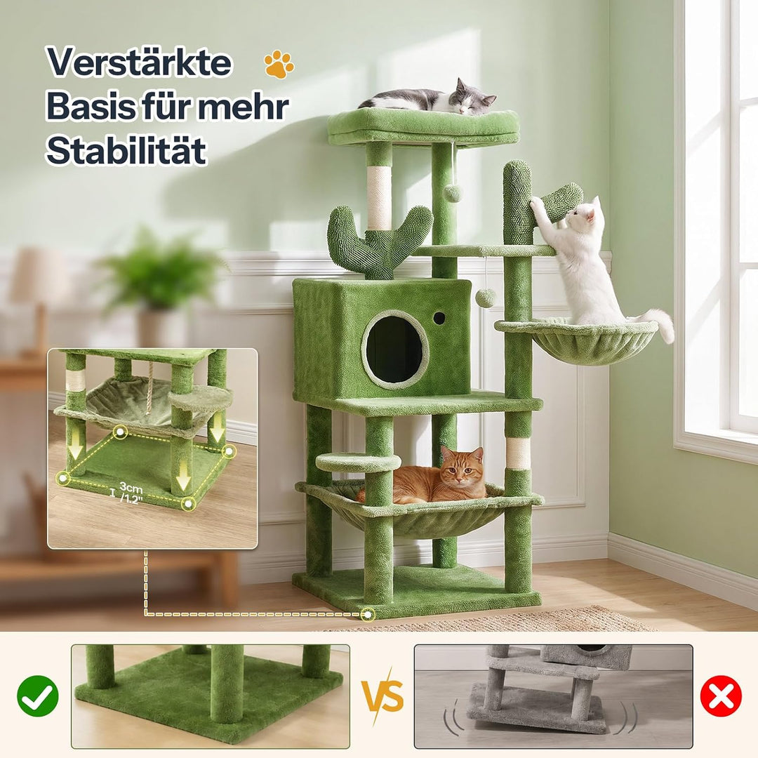 HOOBRO Kratzbaum, Katzenbaum, All-in-One-Katzenmöbel | Kratzbaum im Kaktus-Design mit Katzenhöhle, 2