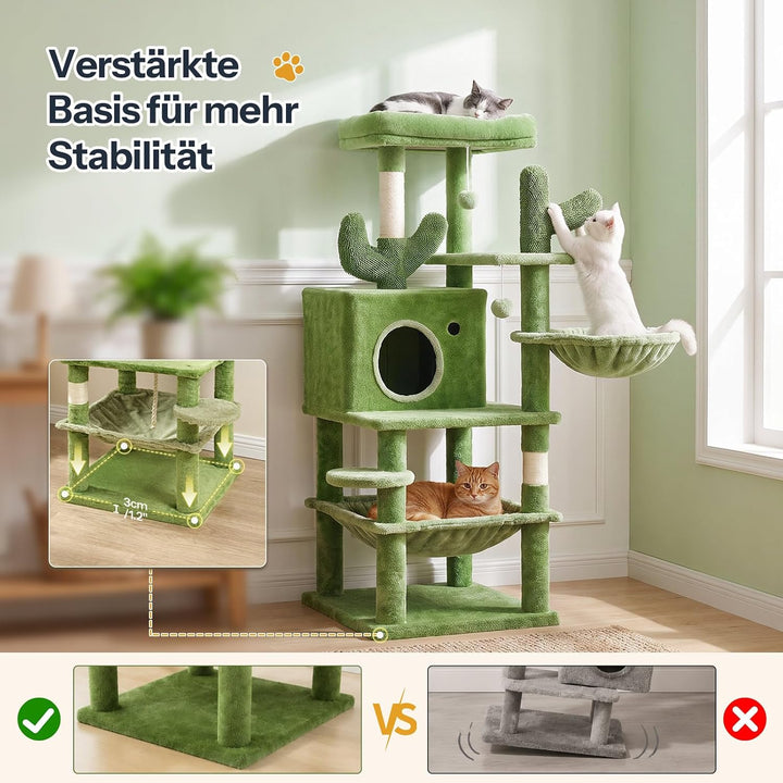 HOOBRO Kratzbaum, Katzenbaum, All-in-One-Katzenmöbel | Kratzbaum im Kaktus-Design mit Katzenhöhle, 2