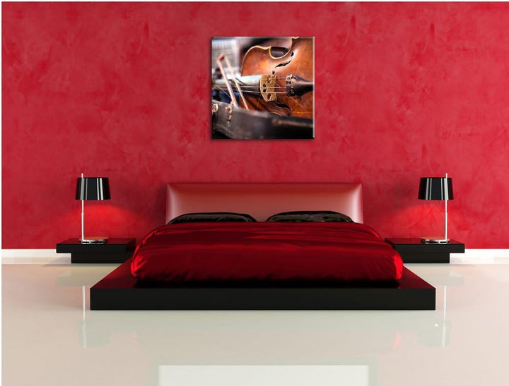Pixxprint Alte Violine, Format: 70x70 auf Leinwand, XXL riesige Bilder fertig gerahmt mit Keilrahmen