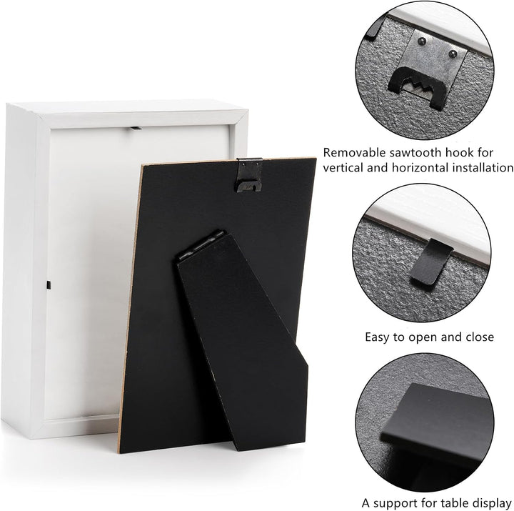 Hacaroa 6 Stück 17x12 cm Schattenboxen, Kleine Holzrahmen, 3 cm Tiefe Bilderrahmen für Getrocknete B