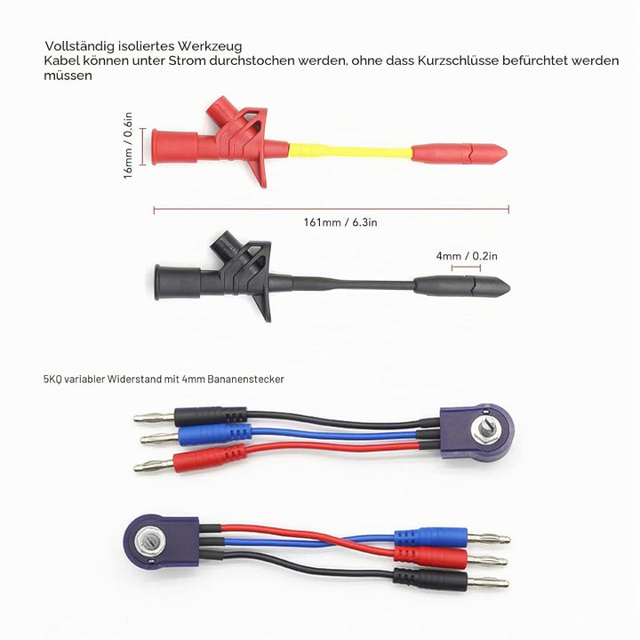 Automotive Messleitungssatz, Rücksonden Isolierungs Piercing Testclip Multimeter Elektrische Tester