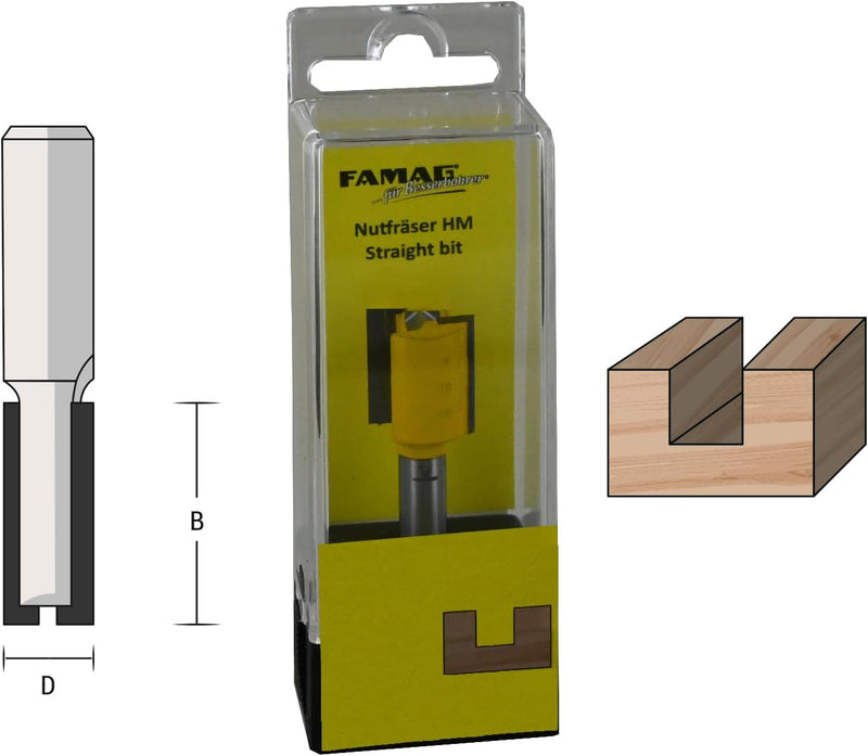 FAMAG Nutfräser HM 20x20x51mm, Schaft 8mm - 3107.820 20x20x51mm S=8mm, 20x20x51mm S=8mm