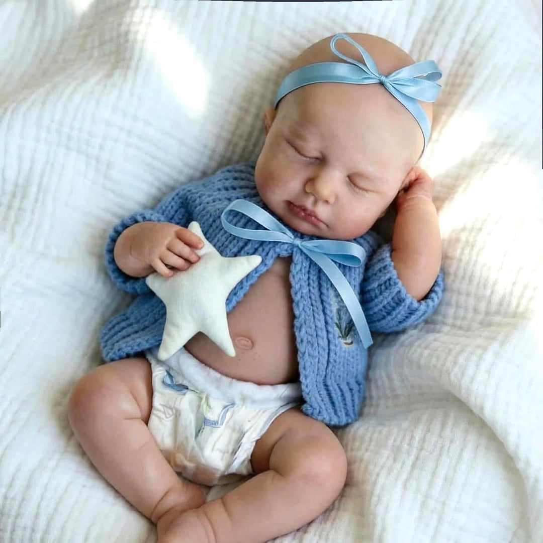 Zero pam Reborn Baby Mädchen-30CM Echtem Silikon Reborn Baby Vollsilikon Lebensecht, Reborn Puppen L