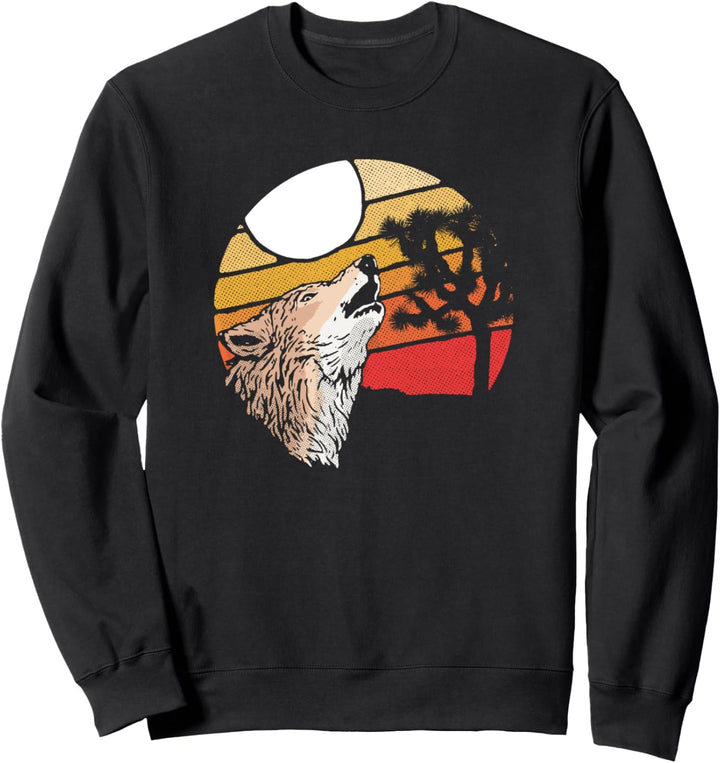 Joshua Tree Coyote Howl Retro Outdoor Badge Design Sweatshirt