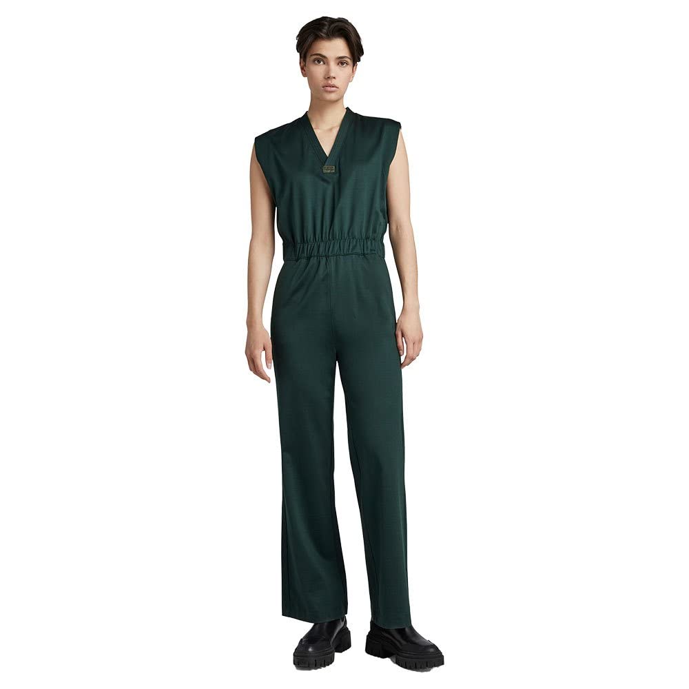 G-STAR Damen Wide Leg V-Neck Jumpsuit, Grün (laub D22370-C813-4287)